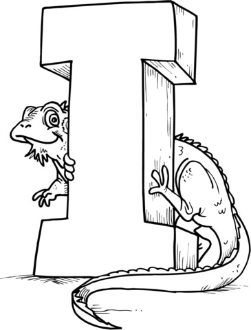 Letter I Is For Iguana Coloring Page